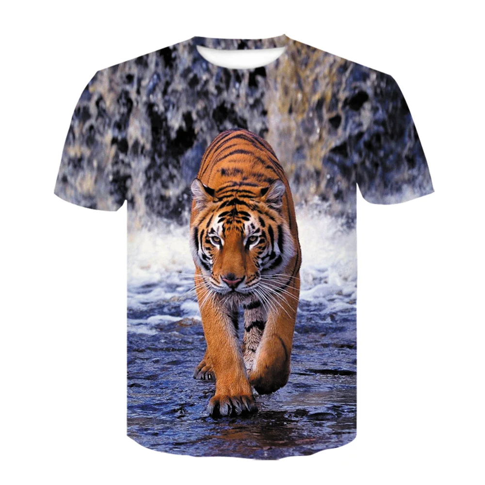 Брендовые дизайнерские цифровые принтом Тигр футболка со львом Животных размера