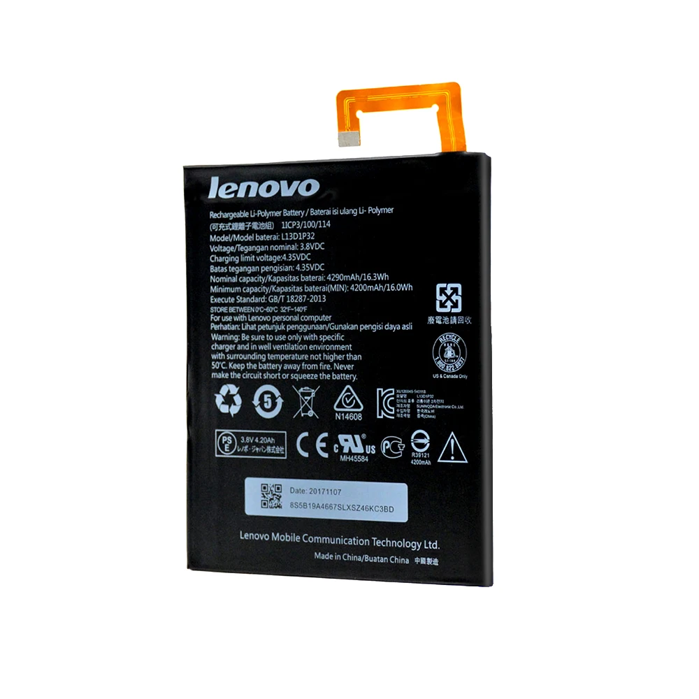 Оригинальный аккумулятор для планшета L13D1P32 Lenovo Lepad A8-50 Tab 3 8 дюймов A5500 S8-50 4200/4290 мАч