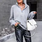 Женский трикотажный пуловер с длинным рукавом, в полоску