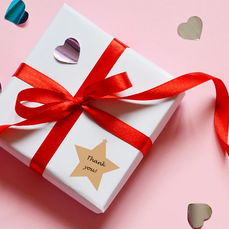 

300 шт., Декоративные самоклеящиеся этикетки из крафт-бумаги