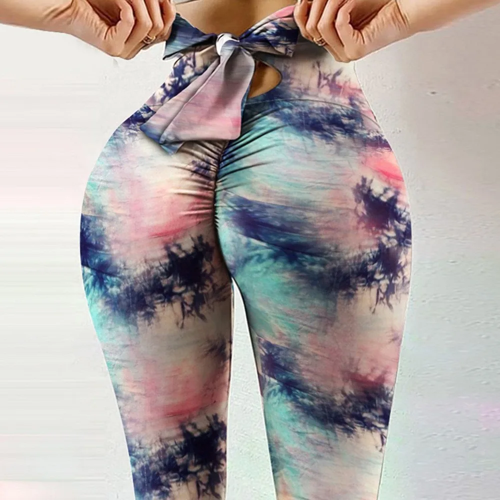 

Bow Workout Yoga Pants Print Elegant Sexy Women High Waist Athletic Tights Elasticity Slim Sport Leggings For Fitness 2021