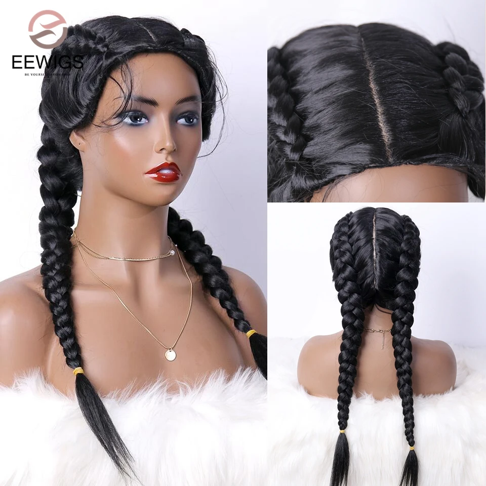 

Pink Black Ombre Blonde Saynthetic Braid Machine Wig Heat Resistant Cosplay/Drag Queen Double Box Braided Wigs For Black Women