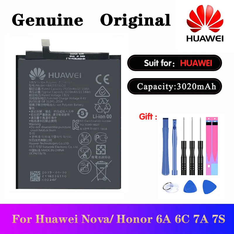 

5pcs Battery HB405979ECW For Huawei Nova CAZ-AL10 TL00 CAN L01 CAN-L02 L12 Enjoy 6S Honor 8A 6A 6C 7A 7S Y5 2017 p9 lite mini