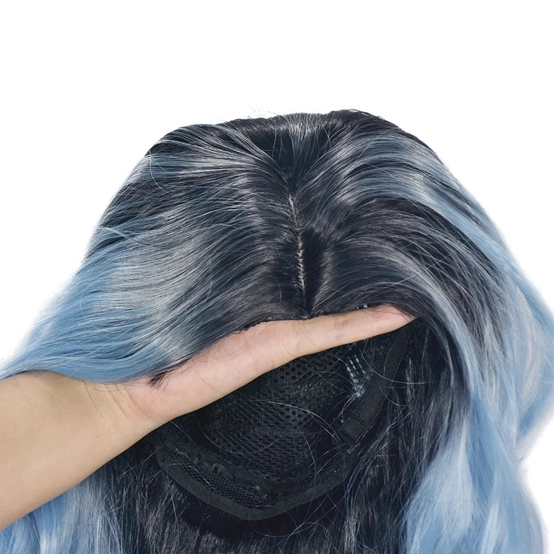

Long Blue Wavy Wig Natural Hair Middle Part Synthetic Wigs for Women Glueless Cosplay Heat Resistant Party Wig