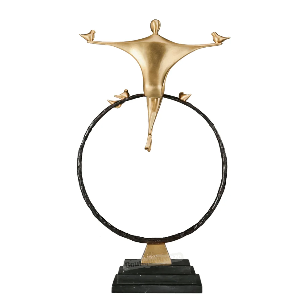 

Abstract Balance Female Statue Sculpture Bronze Classy Modern Art Marble Base Living Room Office Table Display Decor Big