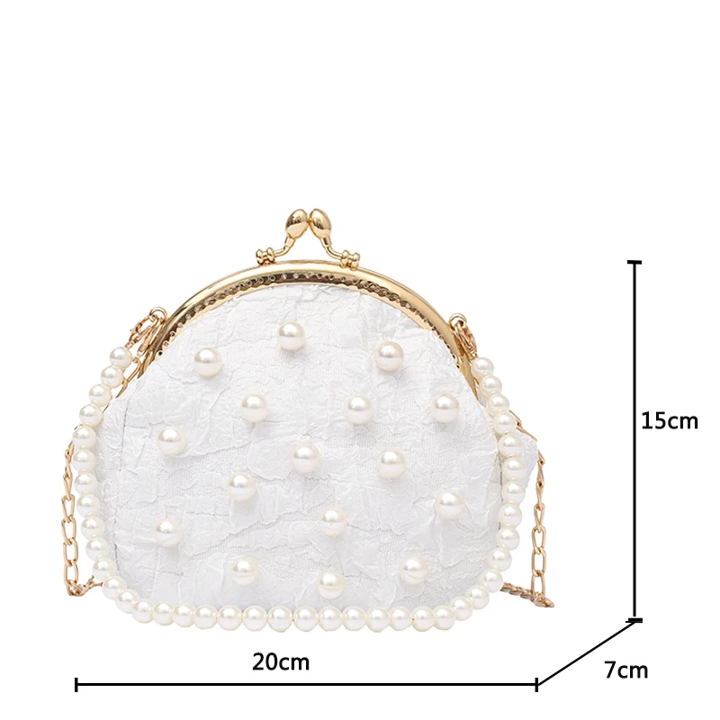 

2021 Spring and Summer New Fashion Buckets Women Wide Handle Handbags Design Pu Leather Mini Crossbody Shoulder Bags Pearl Bag