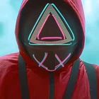 Маска для косплея из полипропилена, светящаяся маска с красным капюшоном, треугольная, квадратная, круглая, для Хэллоуина