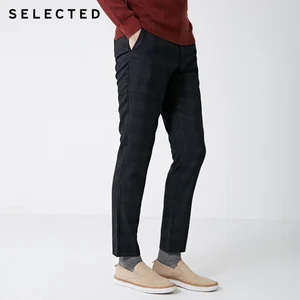 Отборные зимние узкие брюки в клетку S  418414557