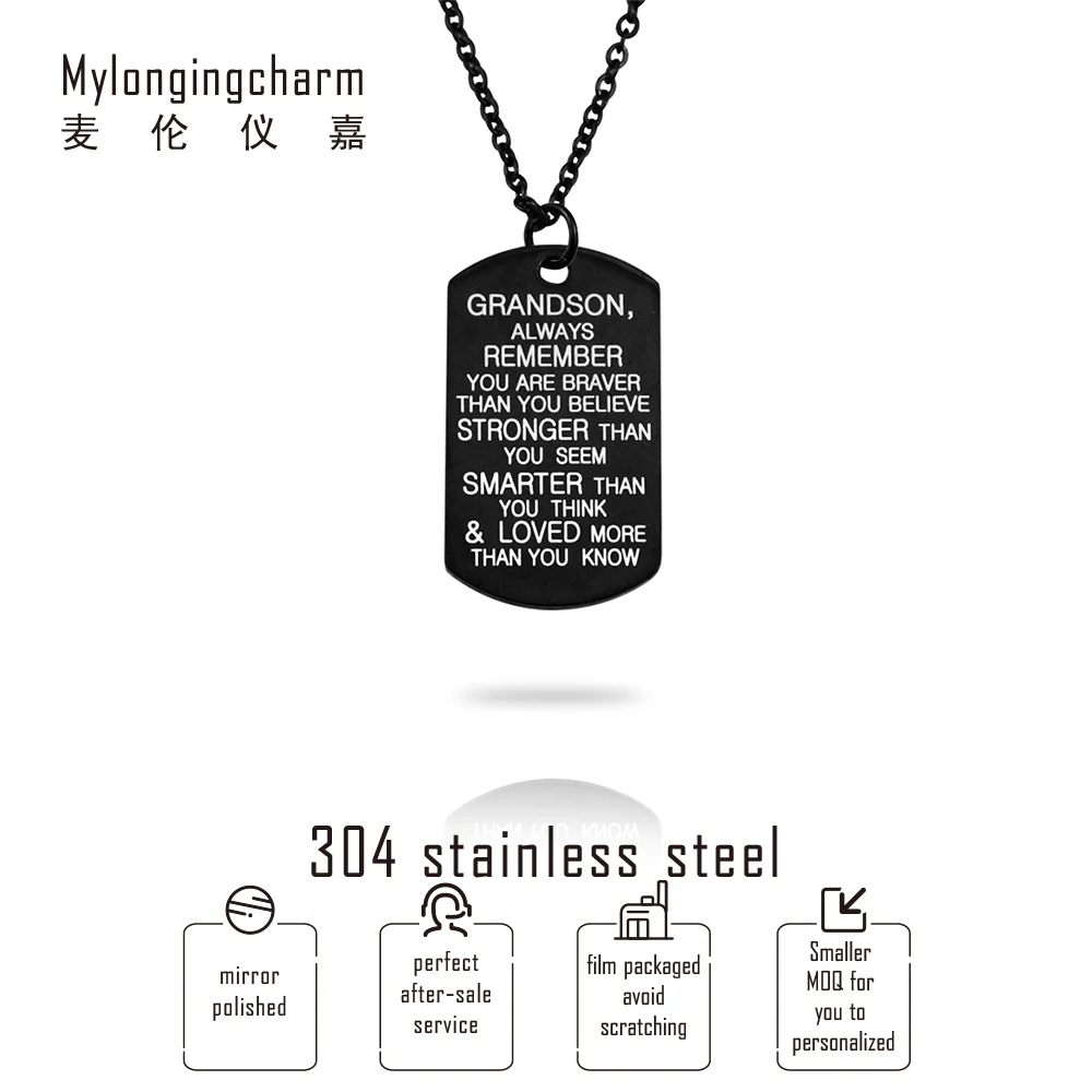 Ожерелье детское из нержавеющей стали, с гравировкой на заказ