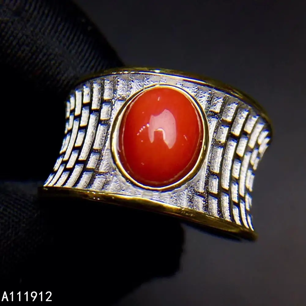 KJJEAXCMY fine jewelry natural red coral 925 sterling silver new women ring support test elegant