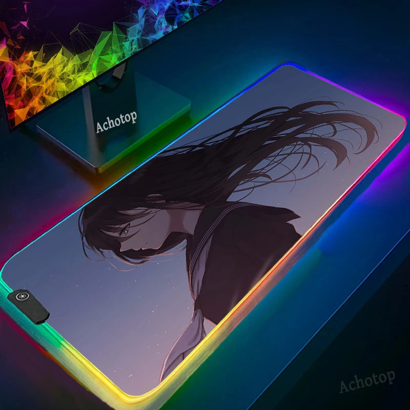 

Nier Automata Sexy Anime Girl RGB Gaming Large Mouse Pad Gamer Led Computer Mousepad with Backlight Carpet for Keyboard Desk xxl