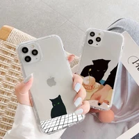 cute black cats animal pattern clear phone case for iphone 7 8 plus se 2020 x xs max xr 11 13 12 pro max soft transparent cover
