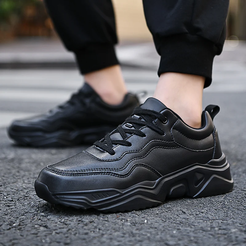 

Men Shoes Man Casual Shoes PU Waterproof Winter Warm Plush Lace Up Masculino Running Outdoor Walking Sneakers Plus Size 38-46