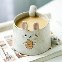 350ml cute rabbit stoneware mug ceramic water cup coffee cup saucer tea mug ceramic mug set creativity drinkware set