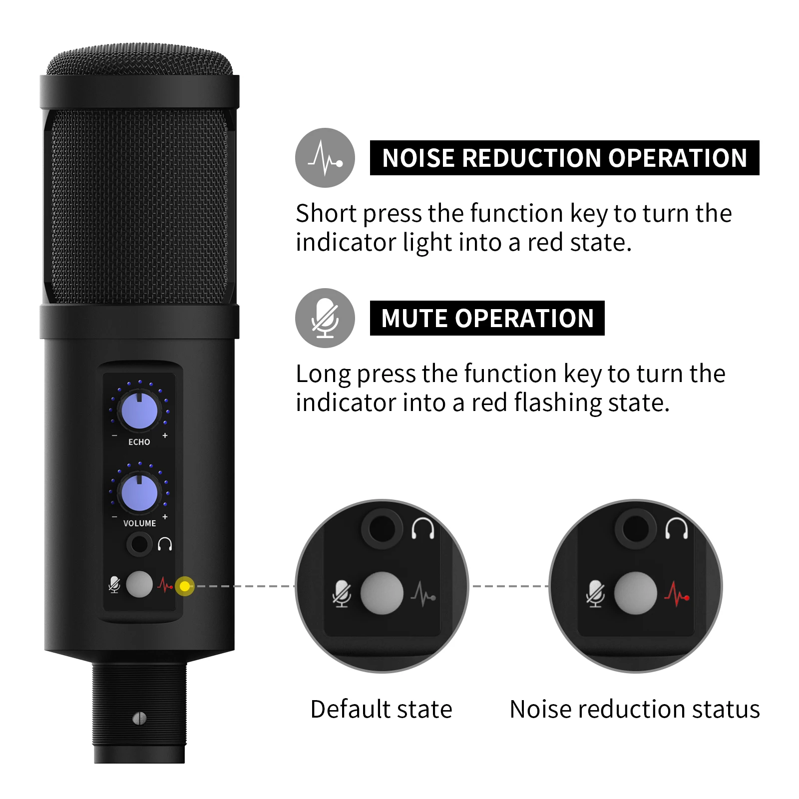 

XTUGA BM990 USB Condenser Microphone Built-in Bluetooth,Mute,Monitor For PC/Type-C Plug for Phone Audio Recording,Live Streaming