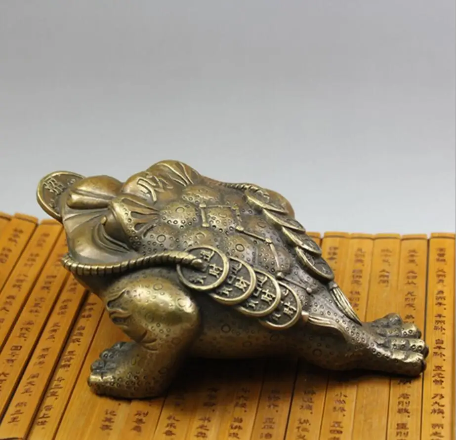 CHINESE STYLE COPPER BRONZE TOAD LUCKY CAI ANTIQUES ANTIQUE BRONZE CRAFTS ORNAMENTS COLLECTIBLES  SHIPPING