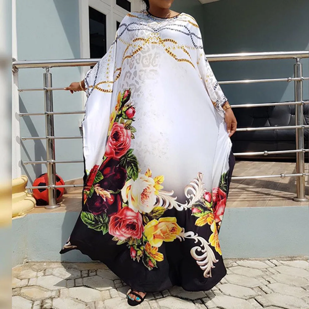 Фото Платье в африканском стиле женское платье Bazin Riche повседневное свободное