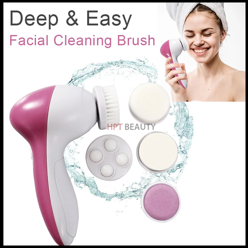 Портативная 5 в 1 щетка для чистки лица средство очистки мини Массажная