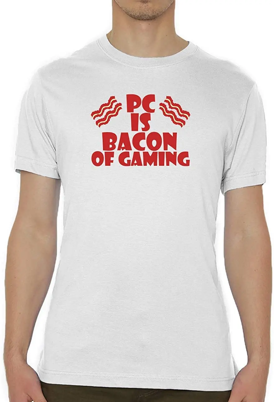 

Pc is Bacon of Gaming Funny Gamers Graphic Design Crew Neck Men's T-Shirt Print T Shirts Summer 2020 Cotton Breathable Tshirt