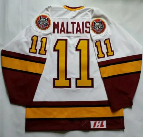 

Vintage #11 Steve Maltais Wolves MEN'S Hockey Jersey Embroidery Stitched Customize any number and name