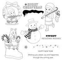 azsg christmas snowman girl clear stamps for diy scrapbooking decorative card making crafts fun decoration supplies 1313cm