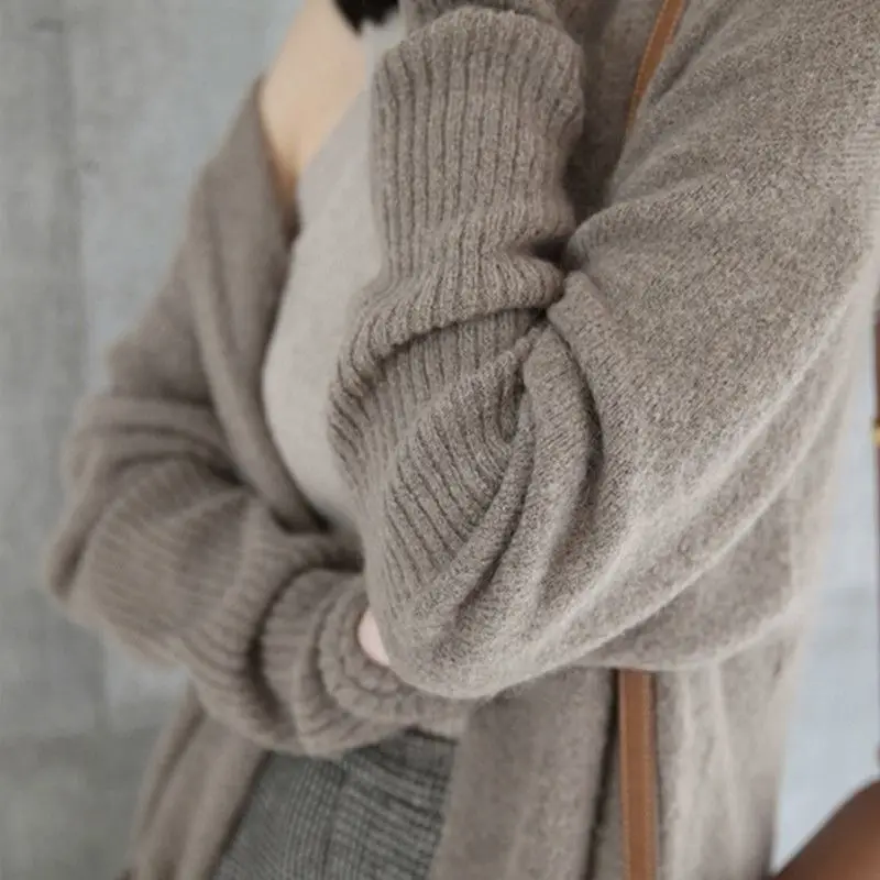 2019 вязаный кардиган более размера Повседневный свитер свободного покроя для