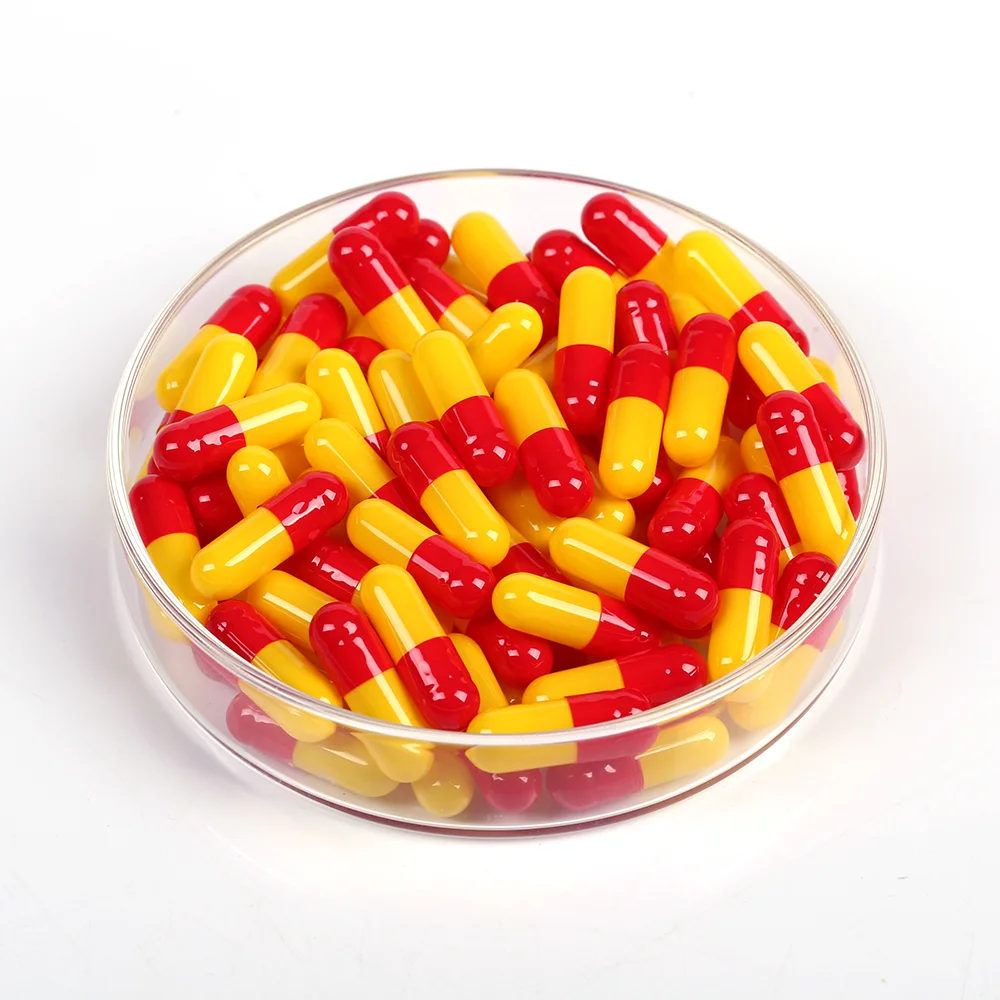 

Пустые желатиновые капсулы размера 0, красно-желтые, раздельные и Соединенные 0 # полая капсула 1000/5000/10000 шт., для хранения лекарственных табле...