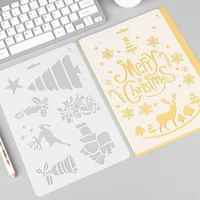 1 sheets merry christmas hollow drawing template diy painting stencils photo album scrapbooking decoration