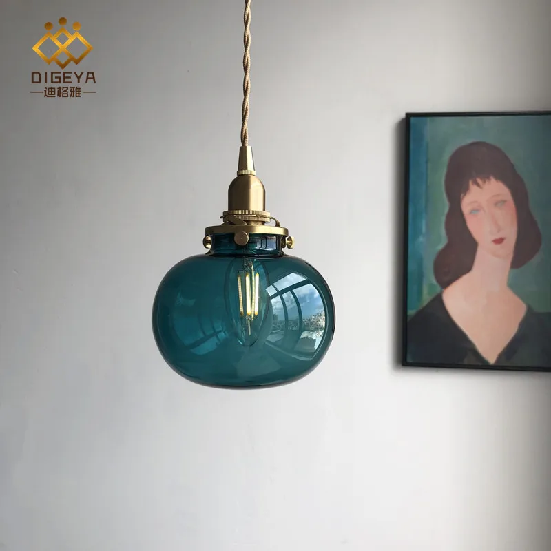 Retro de Bronze Cabeceira da Sala Estilo Japonês Vidro Personalidade Criativa Quarto Barra Jantar Espelho Pingente Luzes Lx112306