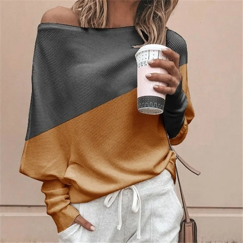 Blouse Women Long Sleeve Off Shoulder Shirt Casual Loose Tee Top Streetwear Plus Size roupas feminina |