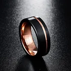 Новое мужское кольцо 8 мм Черное Матовое покрытие кольца из карбида вольфрама цвета розового золота канавки свадебные полосы вольфрамовые кольца Размер 5-14
