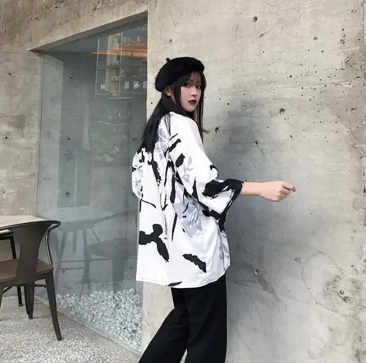 Весна Осень кимоно плащ три четверти рукав кардиган юката женщина мужчина