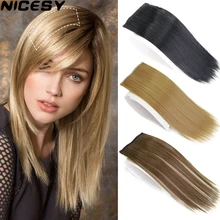 NICESY Synthetic Short Hair Pieces Invisible Clip in Hair Pad High Hair Pieces in Hair Extension Fluffy Natural Fake Hairpieces