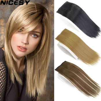 NICESY Synthetic Short Hair Pieces Invisible Clip in Hair Pad High Hair Pieces in Hair Extension Fluffy Natural Fake Hairpieces 1
