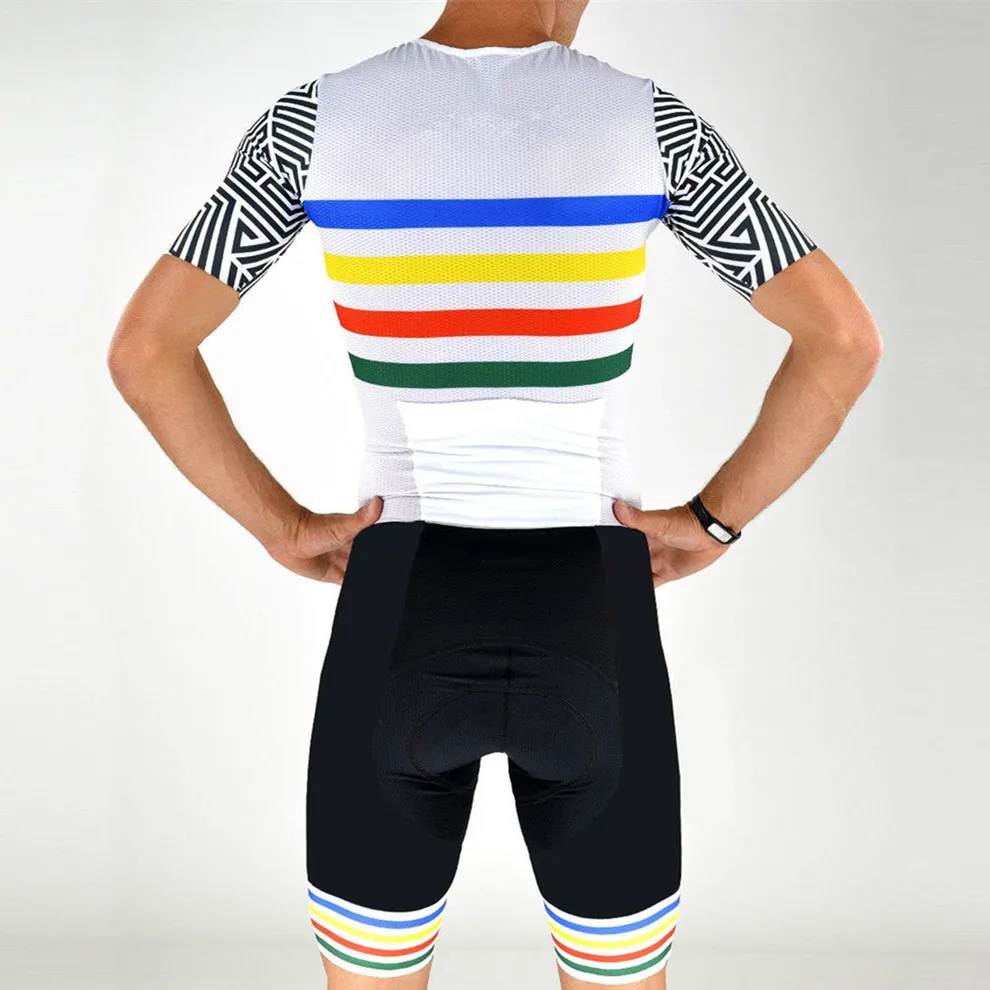 2020 радужная полоса Pro гоночный костюм для велоспорта триатлон короткий рукав