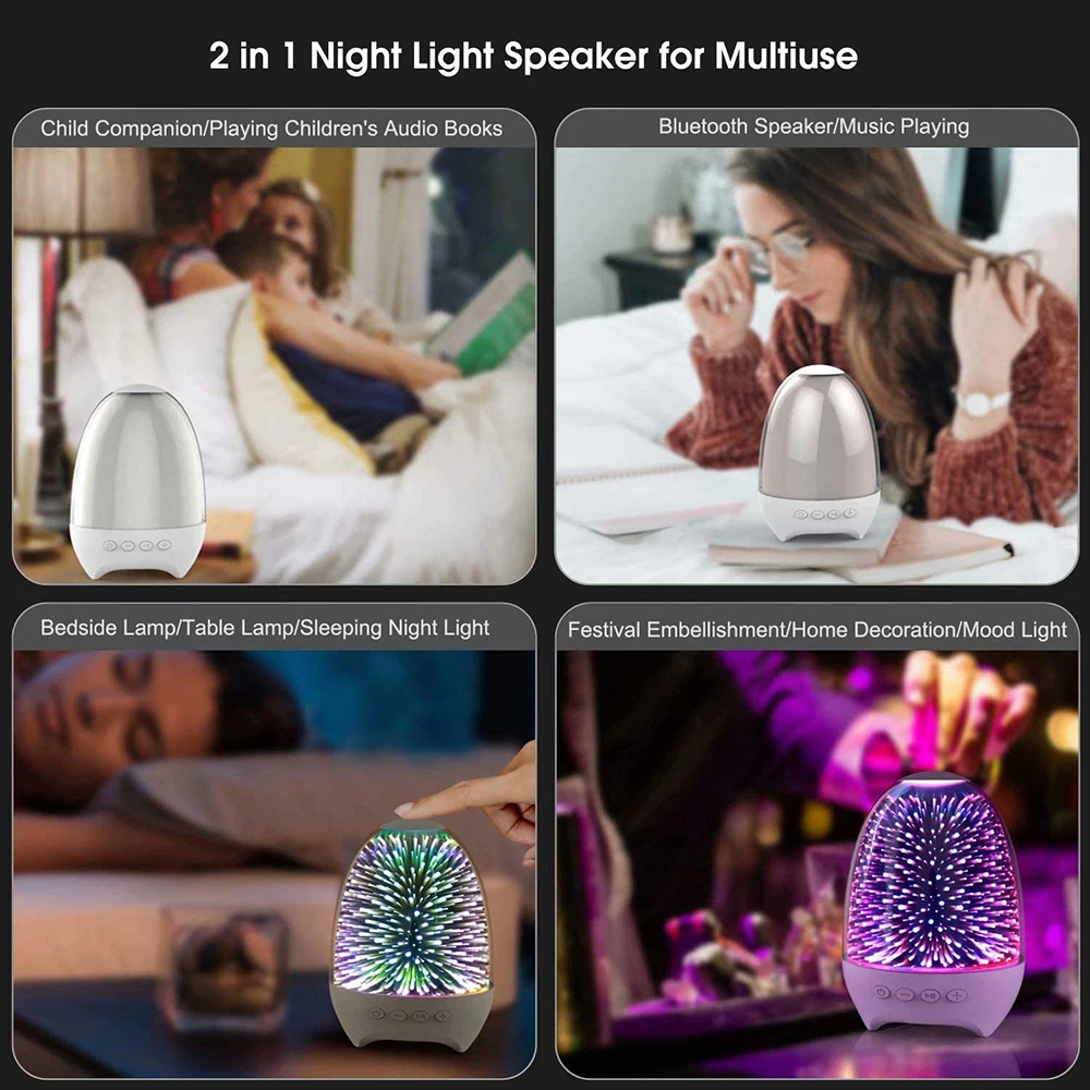 Ночной светильник Bluetooth Динамик 3D Стекло прикроватная настольная лампа Цвет