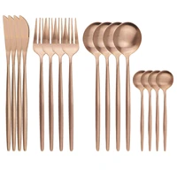 16pcs rose gold cutlery set knife fork coffee spoons dinnerware set stainless steel tableware set western kitchen silverware set