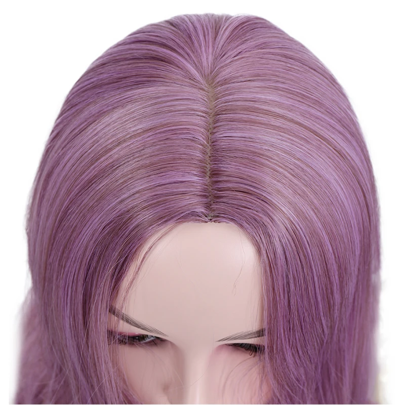 Длинный смешанный фиолетовый женский волнистый термостойкий синтетический