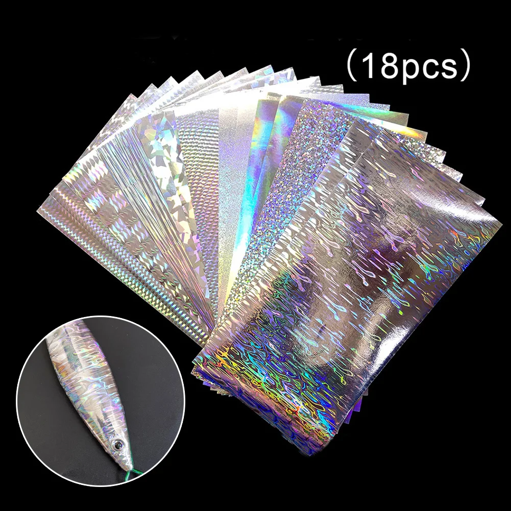 

18pcs 20x10cm Lure Tape Flasher/Dodger/Lure Reflective Holographic Fishing Lure Tape DIY Fishing Tackle Accessories