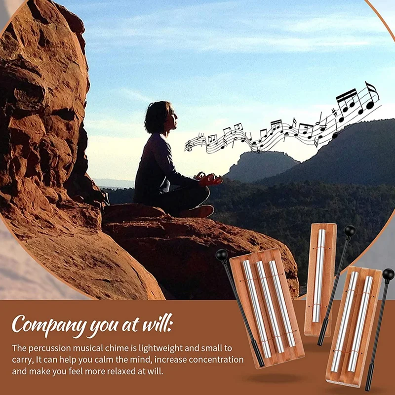 

3 Pieces Bell Chime Hand Chime Eastern Energy Chime for Prayer Yoga Percussion Musical Chime with Mallet