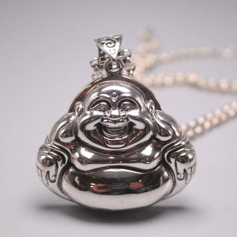 Новые изящные чистого серебра S925 кулон Для женщин мужчин Будда Кулон 54x46mm