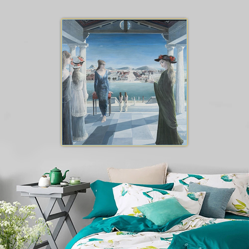 Цитон Пол Дельваux 《Муна город》Свереализм Холст Картина Маслом Плакат Фон