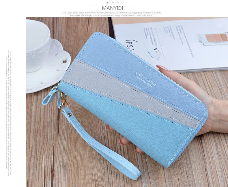 PU кожаные кошельки для женщин геометрические Длинные молнии Кошельки Клатчи женские деньги кредитные карты Держатели телефона сумки