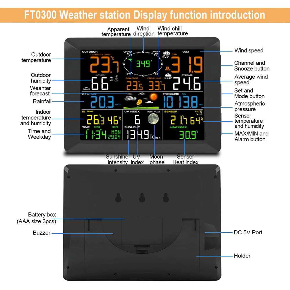 Метеостанция с Wi-Fi цифровым будильником настенные часы для помещений 2 шт.