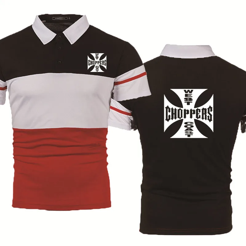 

Мужская Летняя хлопковая рубашка-поло с коротким рукавом и логотипом West coast