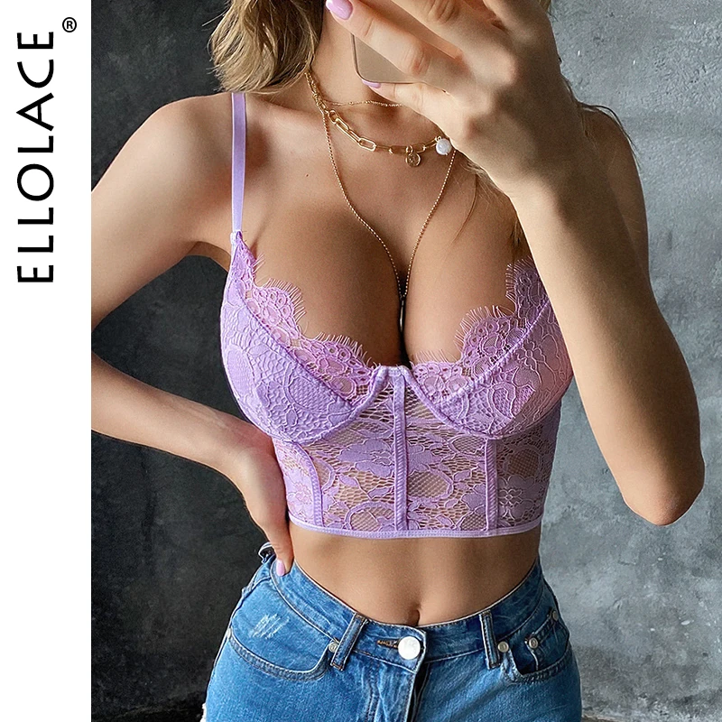 Ellolace бюстгальтер пуш ап женский кружевное нижнее белье Lenceria женское Топ без