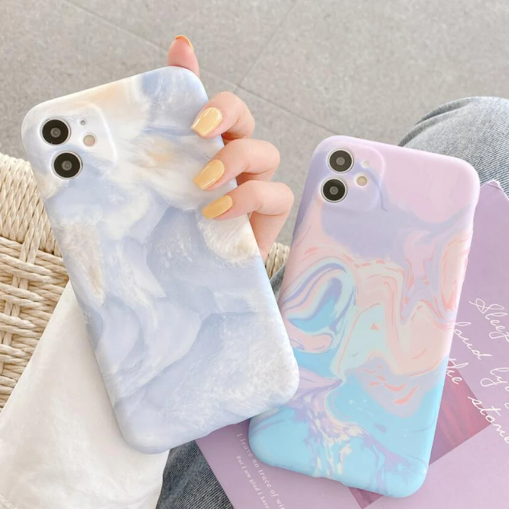 

Watercolor ink painting phone case For iphone 11 pro max cases for girls For iphone xr 6 7 8plus xs SE2020 12 12pro soft case