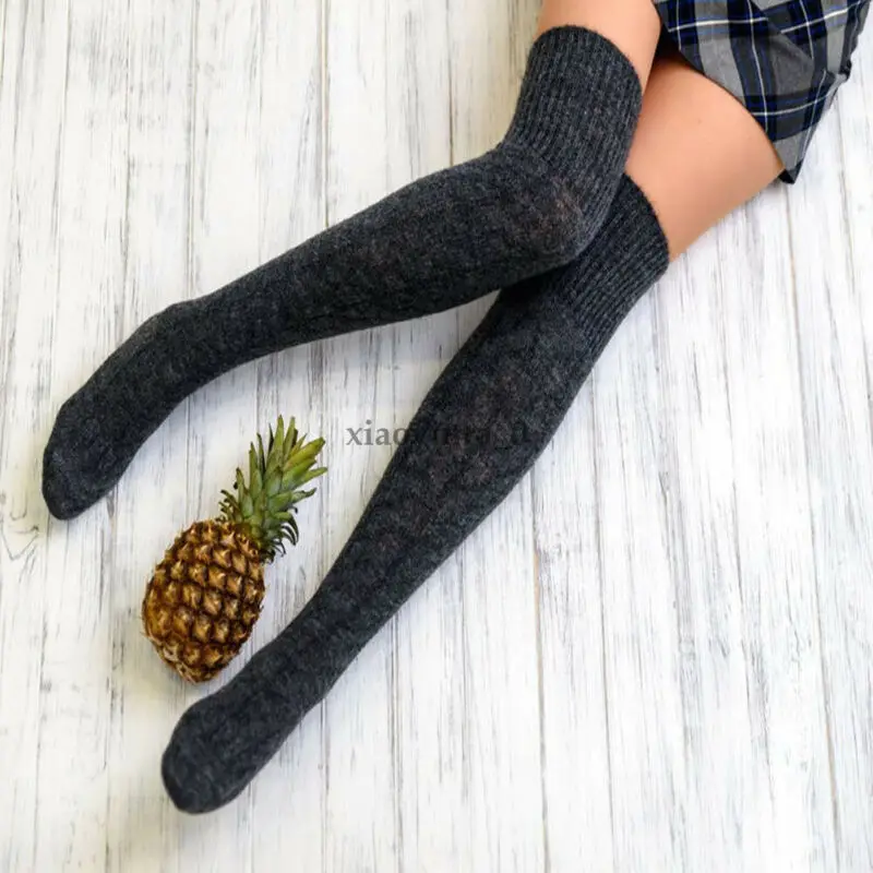 Женские зимние удобные вязаный Экстра длинные носки для высоких ботинок гольфа