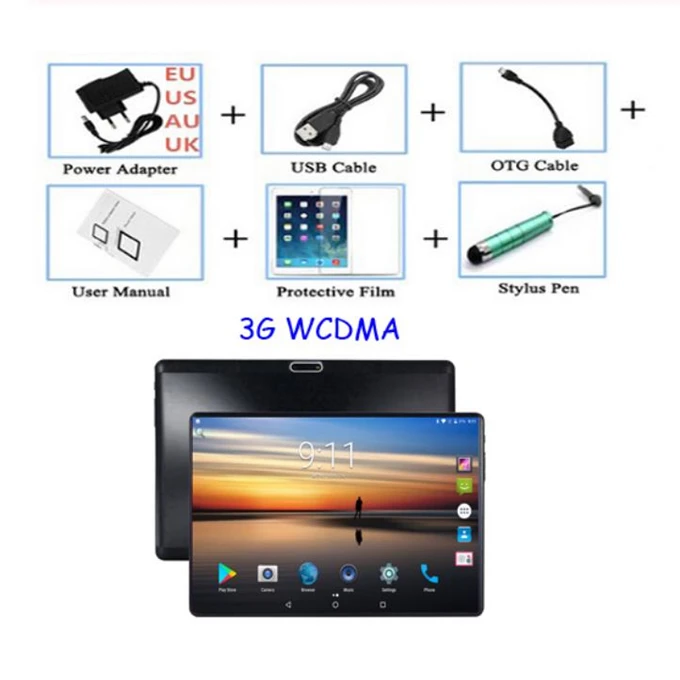 3G Version 64GB ROM Android 8,0, 3G, 4G планшет, 10 дюймов, 1920X1200, Full HD, 8 ядер, 64 ГБ rom, камера, МП, телефон, звонок, Wifi, планшетный ПК для детей, подарки - Комплект: 3G Version 64GB ROM