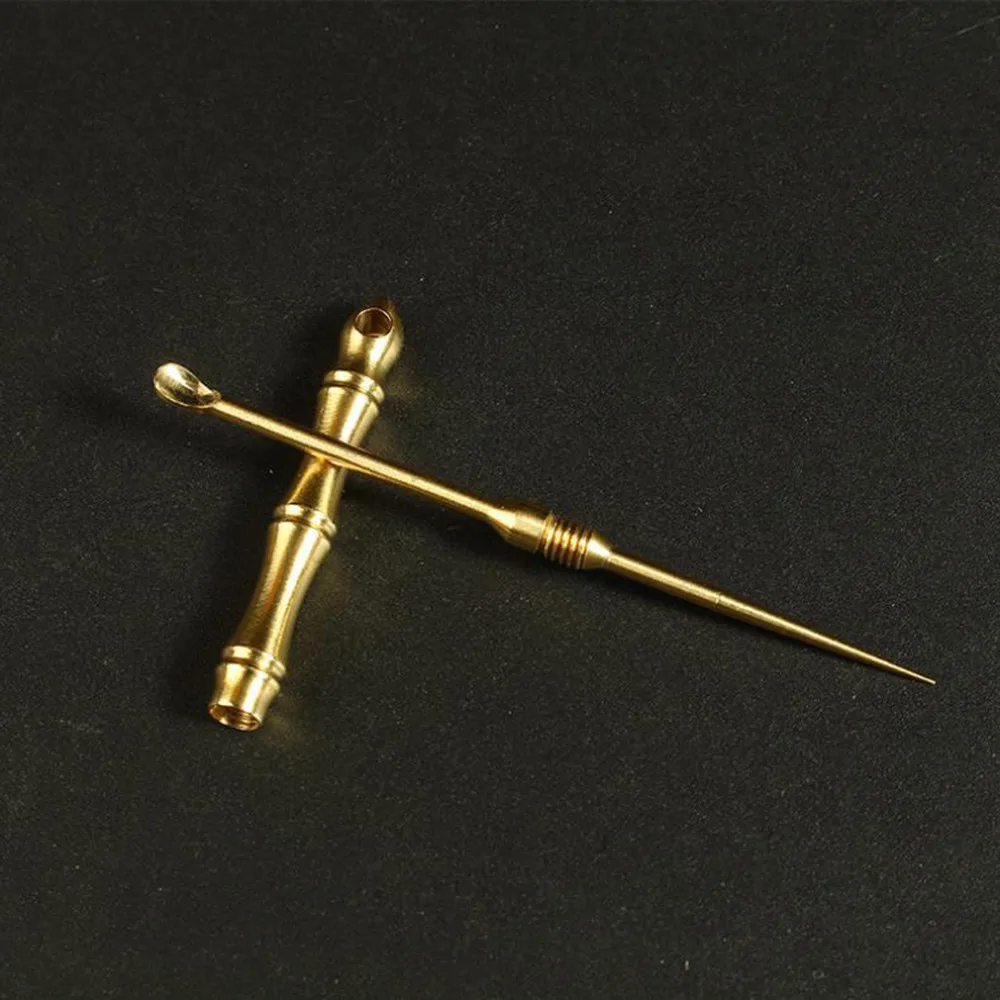 Портативная набор зубочисток Ушная ложка из чистой латуни прочнее чем зубная